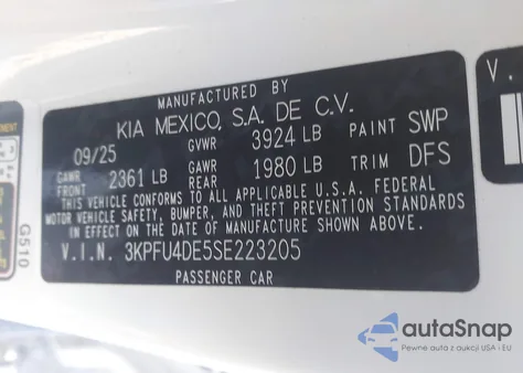 2025 Kia K4 Ex из США, поврежденный, VIN 3KPFU4DE5SE223205